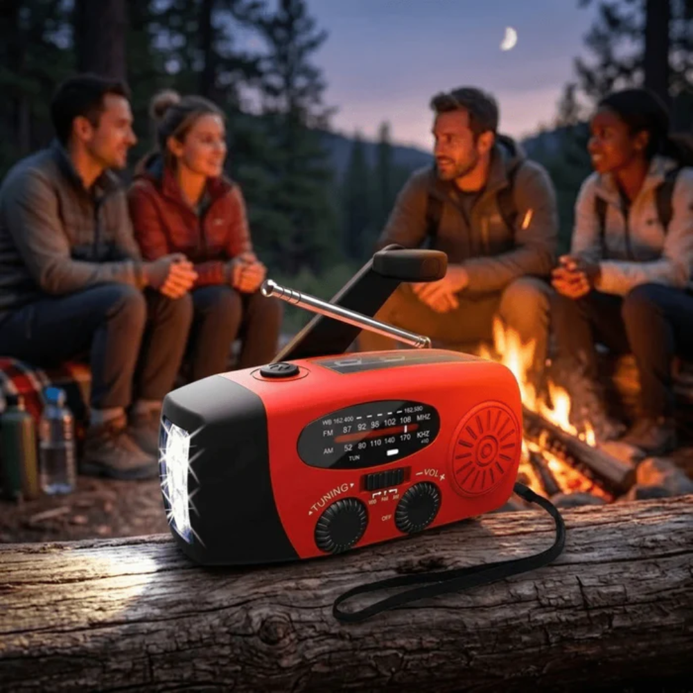 Compact Emergency Radio with LED Light and Power Bank | Active Peaks