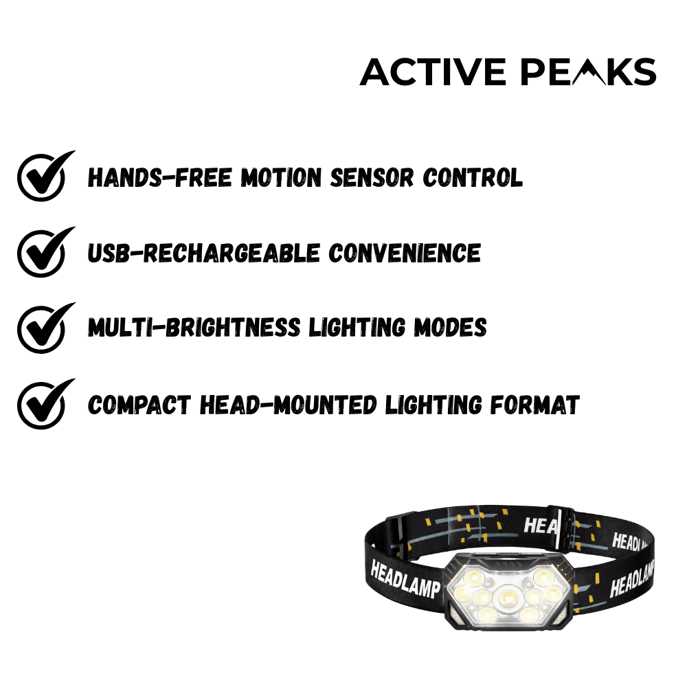 Head Torch USB - Rechargeable LED Sensor | Active Peaks - Active Peaks