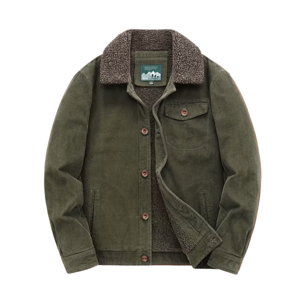 Men’s Cotton Jacket with Fleece Lining and Chest Pockets - Active Peaks