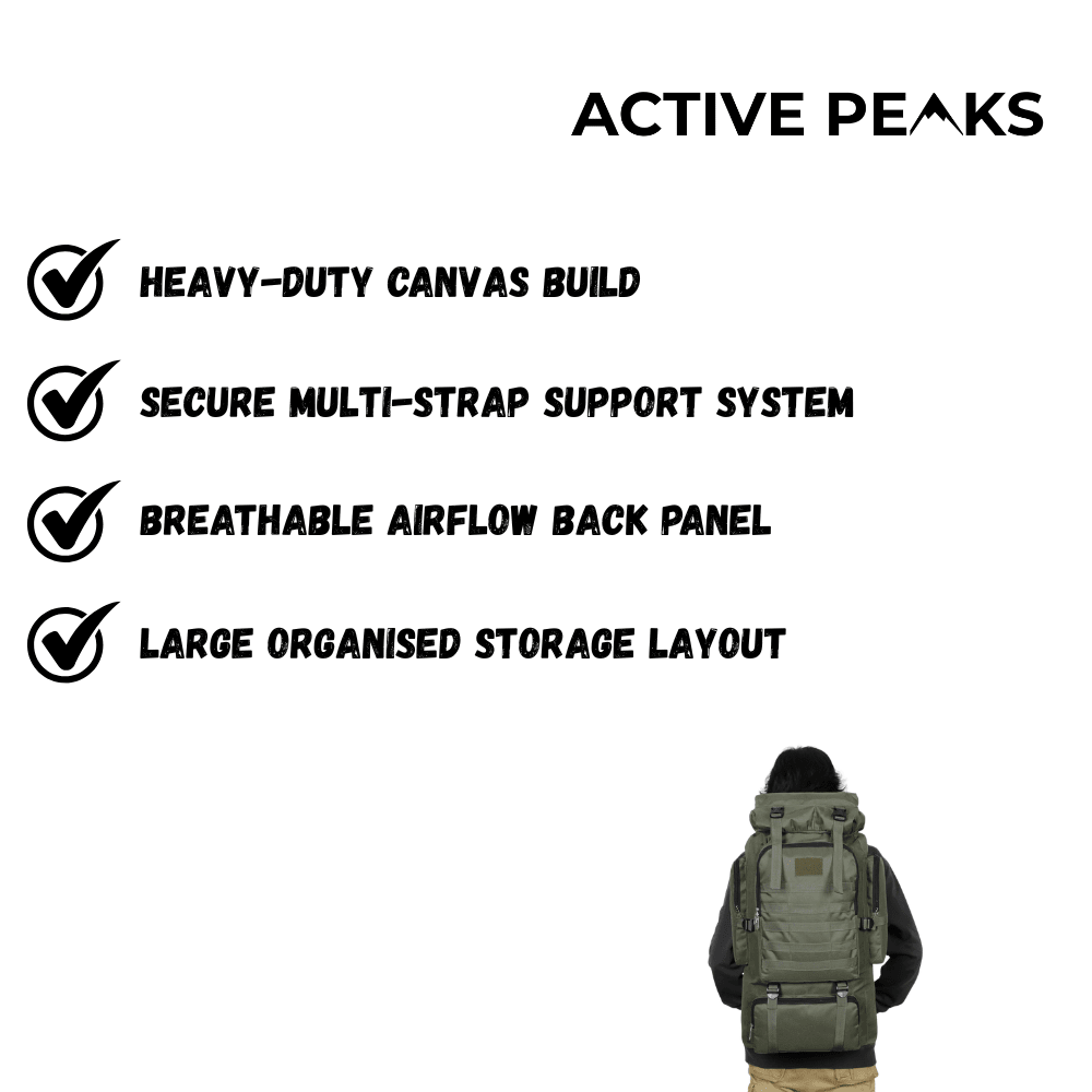 Hiking Backpack Durable Canvas Rucksack | Active Peaks - Active Peaks