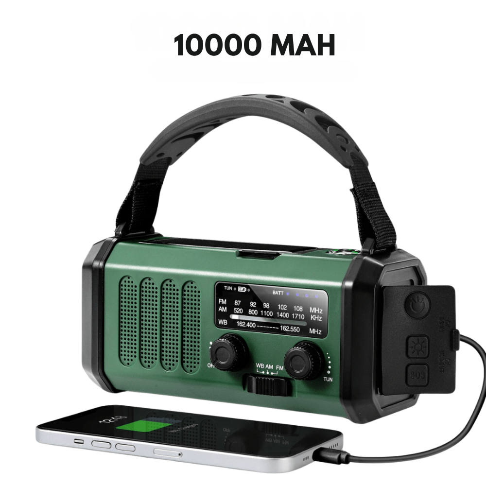 ActivePeaks - Weather-Resistant Emergency Radio with Solar, Hand Crank & USB