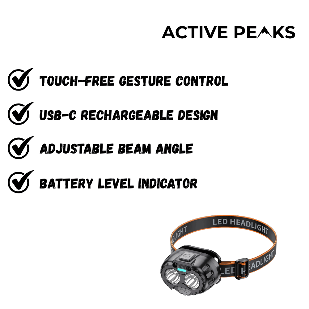 LED Headlamp Waterproof USB Rechargeable Light | Active Peaks - Active Peaks