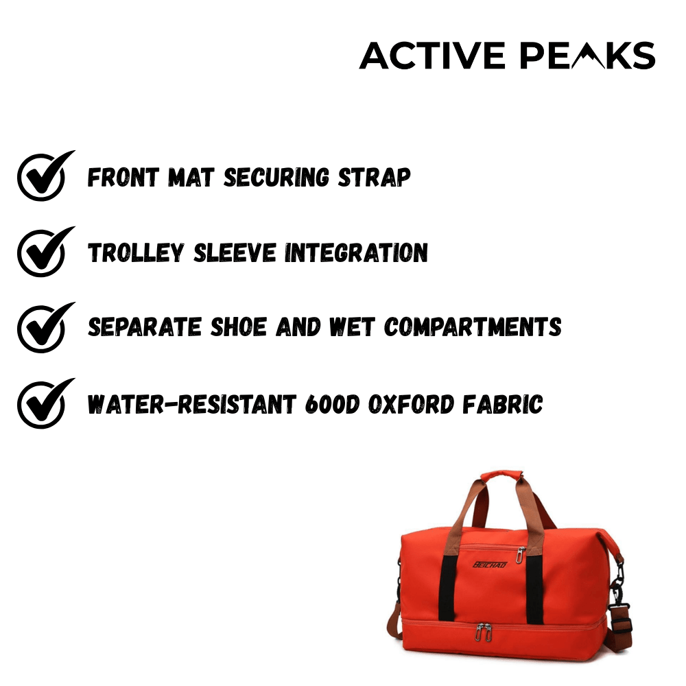 Sports Travel Bag – Durable and Water - Resistant with Separate Shoe Compartment - Active Peaks