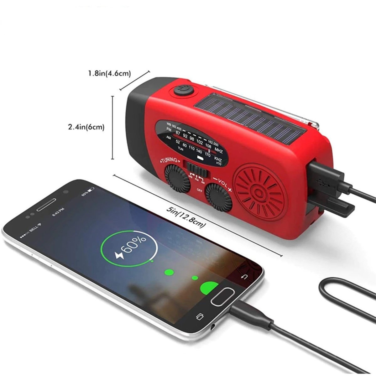 Compact Emergency Radio - Multi - Purpose with LED and Power Bank - Active Peaks