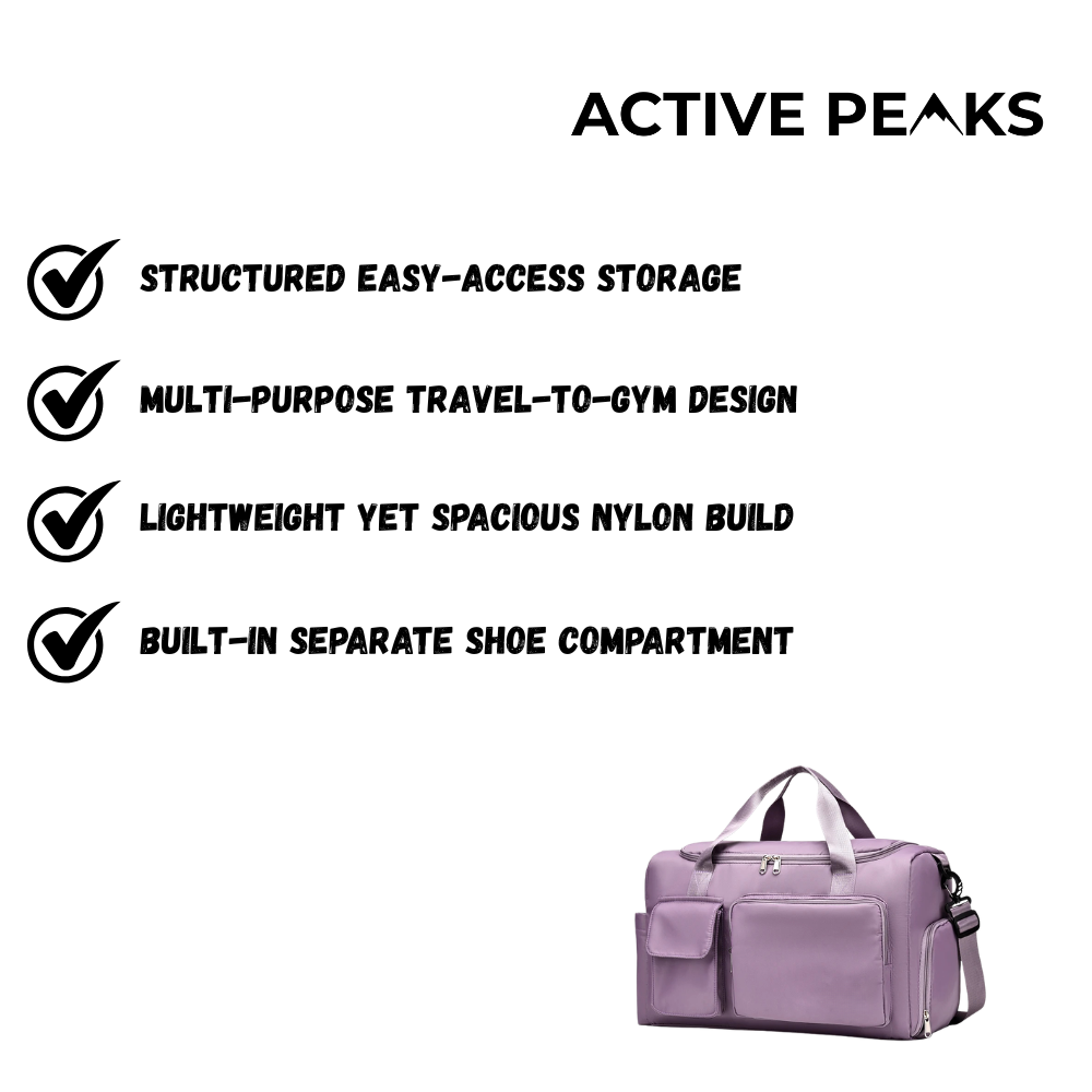 Travel Duffel Bag Large Capacity Shoe Compartment | Active Peaks