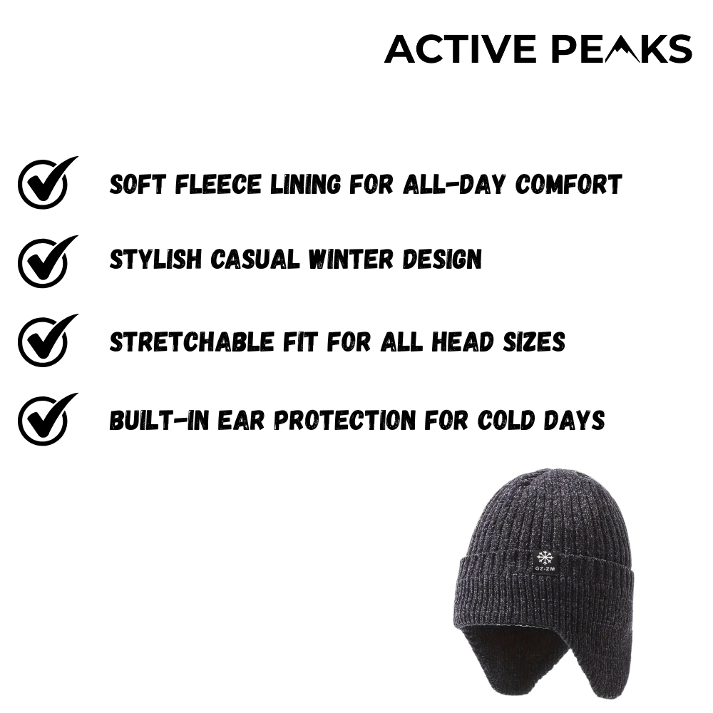Men’s Knitted Winter Hat Fleece Lined with Ear Coverage | Active Peaks