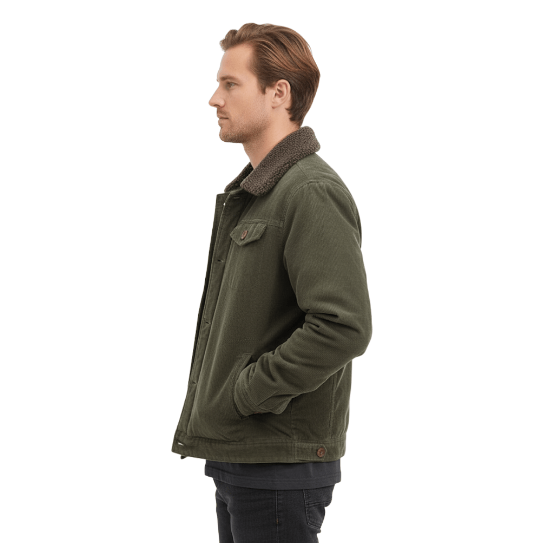 Men’s Cotton Jacket with Fleece Lining and Chest Pockets - Active Peaks