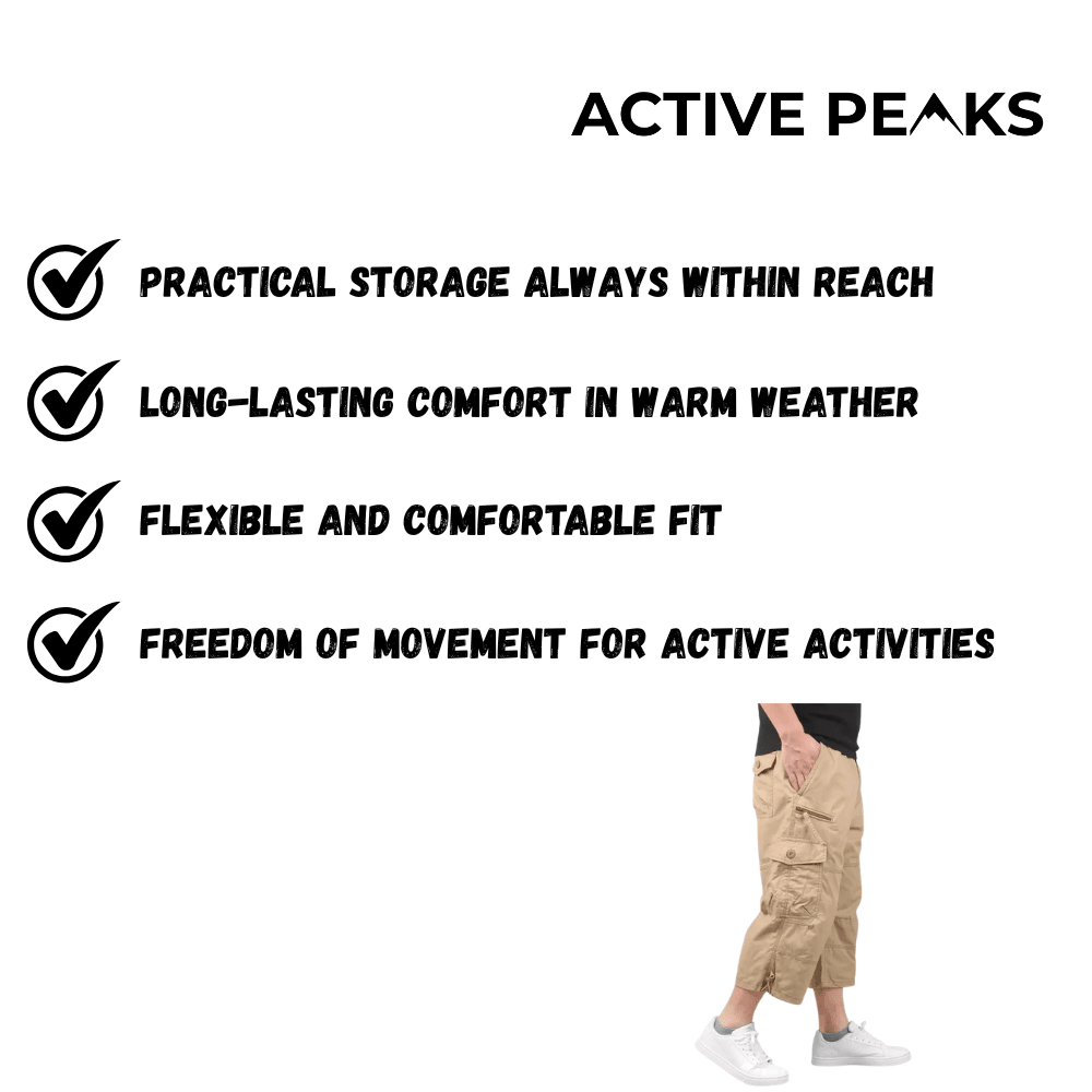 Lightweight Loose - Fit Cargo Shorts with Multiple Pockets | Active Peaks - Active Peaks