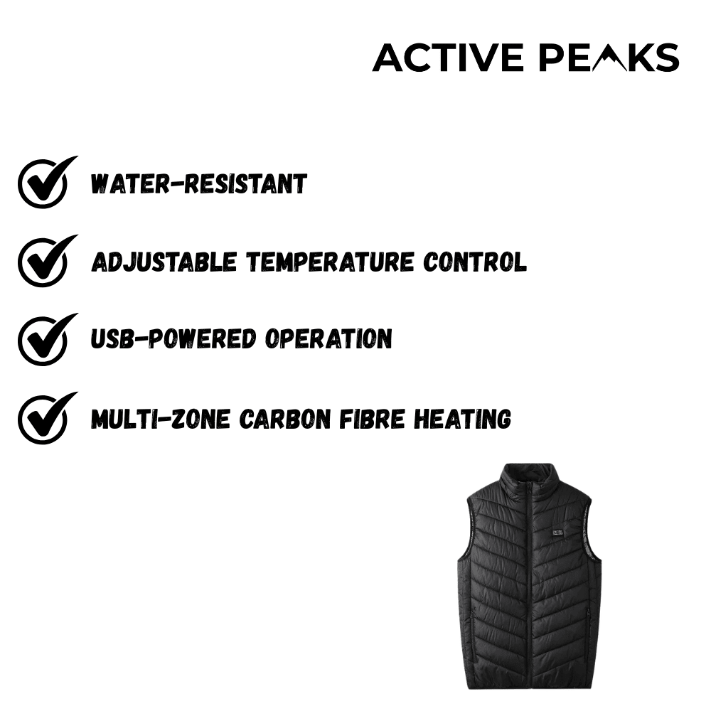 Heated Gilet – Lightweight & Water - Resistant with USB Power - Active Peaks