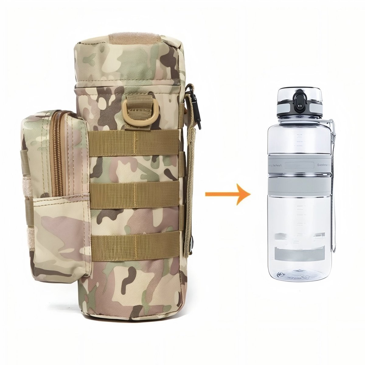 Durable MOLLE Tactical Bottle Holder with Accessory Pocket - Active Peaks