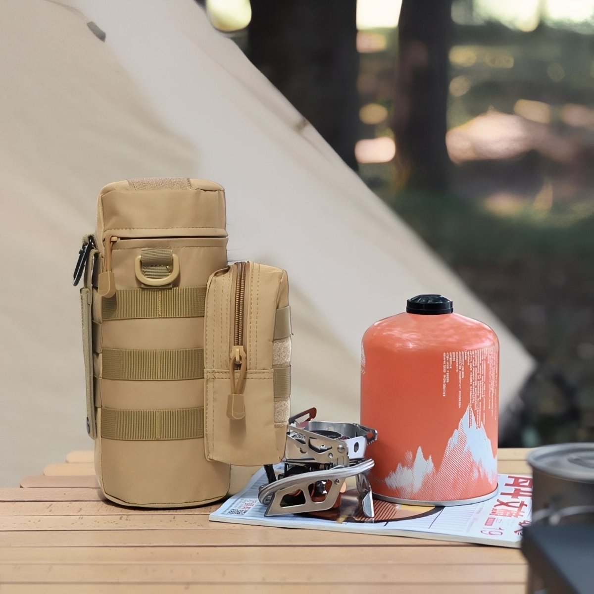 Durable MOLLE Tactical Bottle Holder with Accessory Pocket - Active Peaks